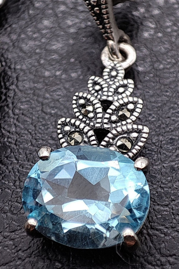Scala - Blue Topaz | Art Deco Inspired Sterling Silver & Fine Stones Earrings - Art_Deco_Jewelry_Sterling_Silver_Earrings_artdecojewelry.shop._zoomed