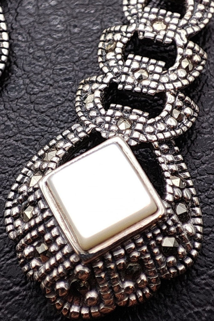 Atlas - Mother of Pearl | Art Deco Inspired Sterling Silver & Fine Stones Earrings - Art_Deco_Jewelry_Sterling_Silver_Earrings_artdecojewelry.shop._zoomed_12