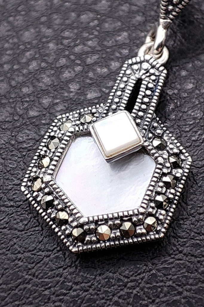 Corinthe - Mother of Pearl | Art Deco Inspired Sterling Silver & Fine Stones Earrings - Art_Deco_Jewelry_Sterling_Silver_Earrings_artdecojewelry.shop._zoomed_18