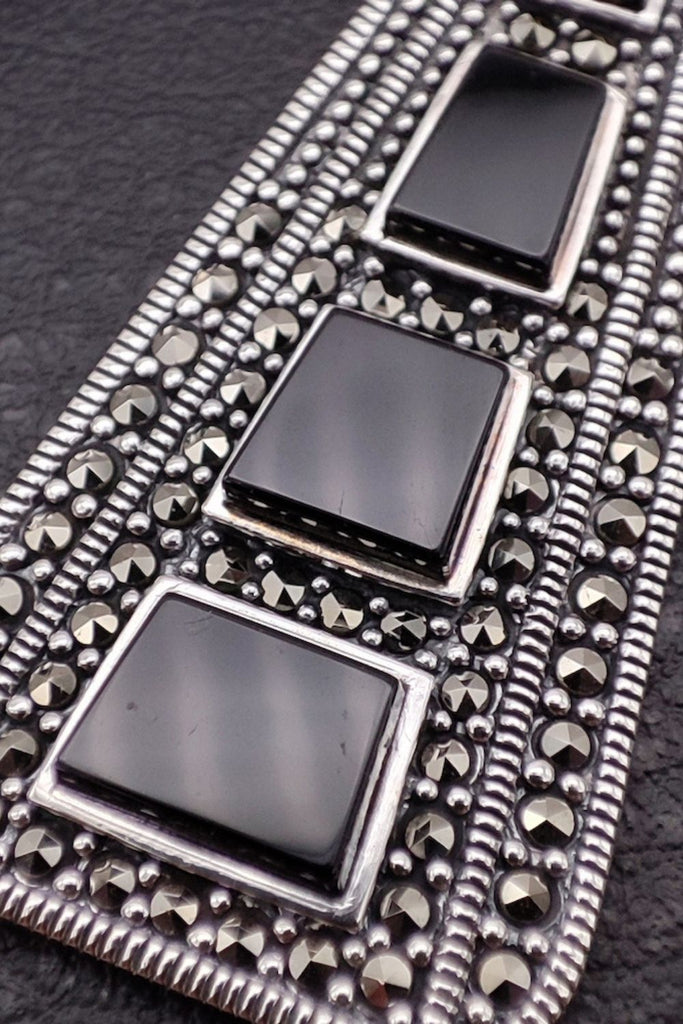 Arcadia - Onyx | Art Deco Inspired Sterling Silver & Fine Stones Earrings - Art_Deco_Jewelry_Sterling_Silver_Earrings_artdecojewelry.shop._zoomed_28