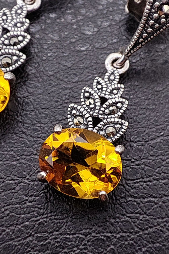 Scala - Citrine | Art Deco Inspired Sterling Silver & Fine Stones Earrings - Art_Deco_Jewelry_Sterling_Silver_Earrings_artdecojewelry.shop._zoomed_2_16