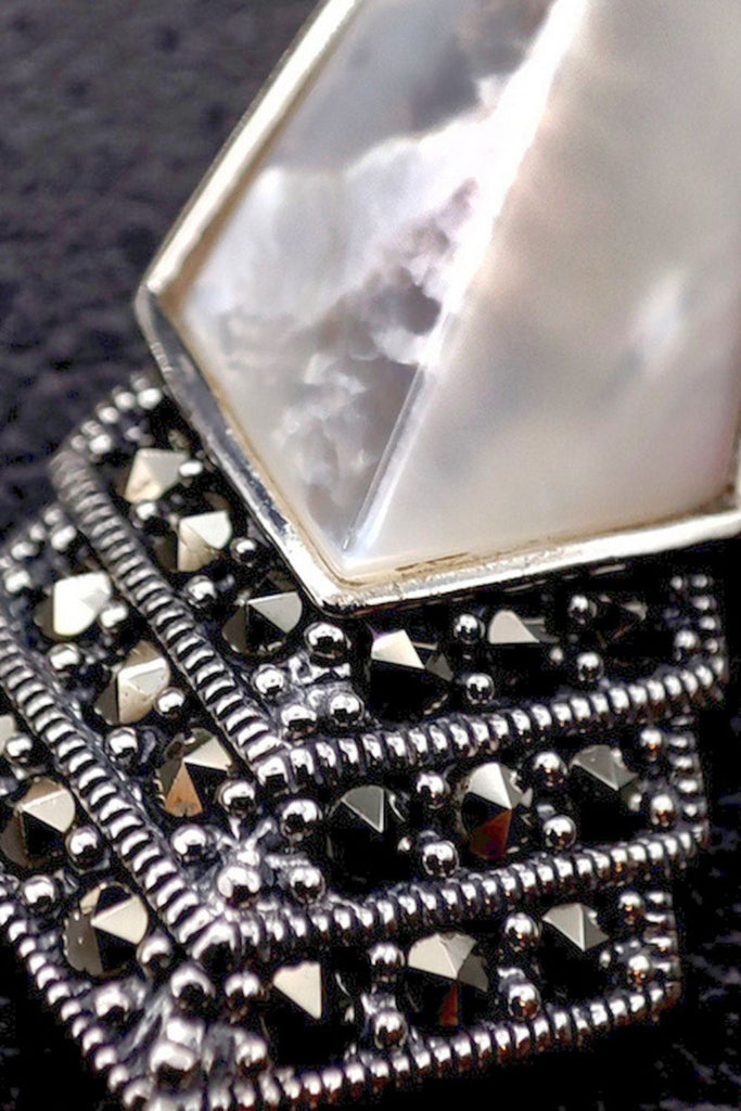 Miramar – Mother of Pearl | Art Deco Inspired Sterling Silver & Fine Stones Earrings - Art_Deco_Jewelry_Sterling_Silver_Earrings_artdecojewelry.shop._zoomed_44