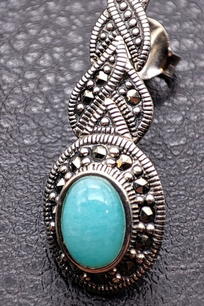 Alhambra - Amazonite | Art Deco Inspired Sterling Silver & Fine Stones Earrings - Art_Deco_Jewelry_Sterling_Silver_Earrings_artdecojewelry.shop._zoomed_51