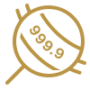 Gold icon with a circular design and number '999.9' inside, resembling a quality or purity symbol.