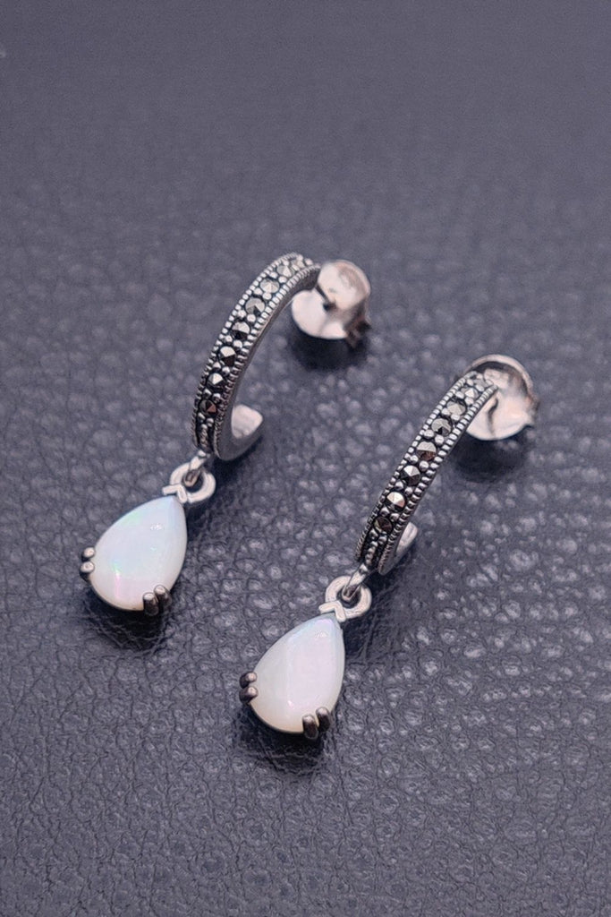 Rotunda - Mother of Pearl | Art Deco Inspired Sterling Silver & Fine Stones Earrings - art-deco-jewelry-shop-earrings-sterling-silver-marcasite-_-fine-stones_10