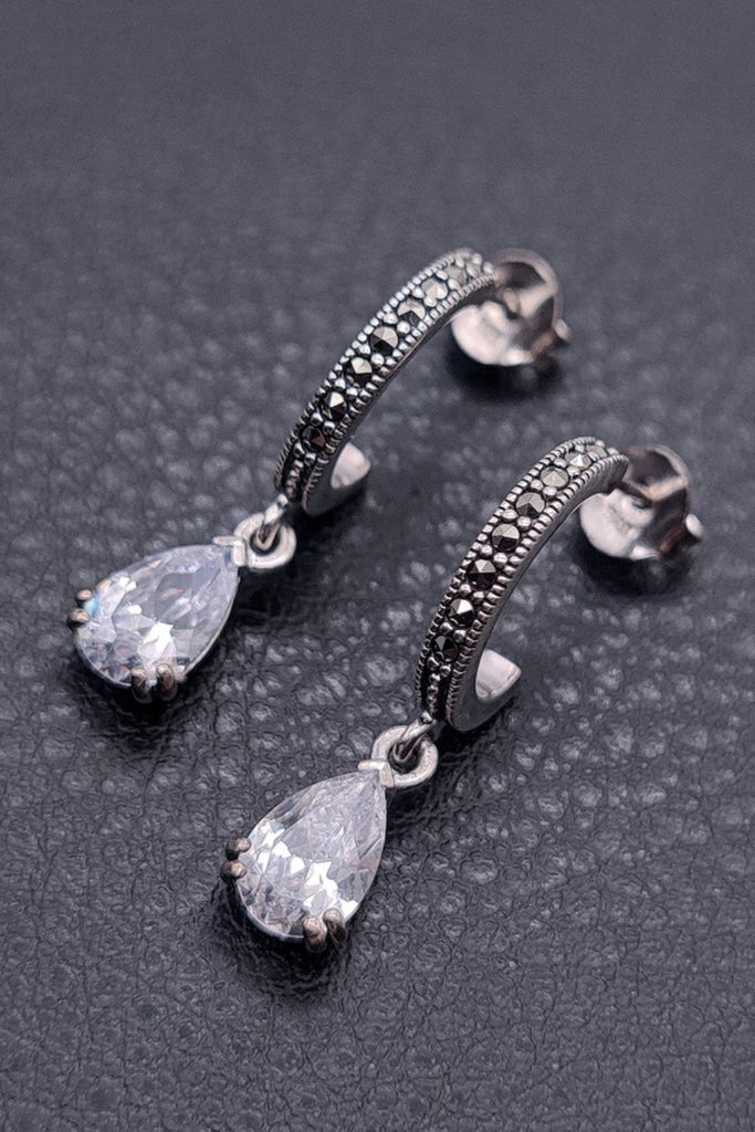 Rotunda - Zirconium | Art Deco Inspired Sterling Silver & Fine Stones Earrings - art-deco-jewelry-shop-earrings-sterling-silver-marcasite-_-fine-stones_14