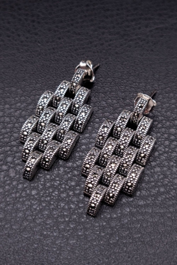 Metropolis - Marcasite | Art Deco Inspired Sterling Silver & Fine Stones Earrings - art-deco-jewelry-shop-earrings-sterling-silver-marcasite-_-fine-stones_41