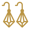 Pair of gold geometric vectorize art deco earrings on a white background